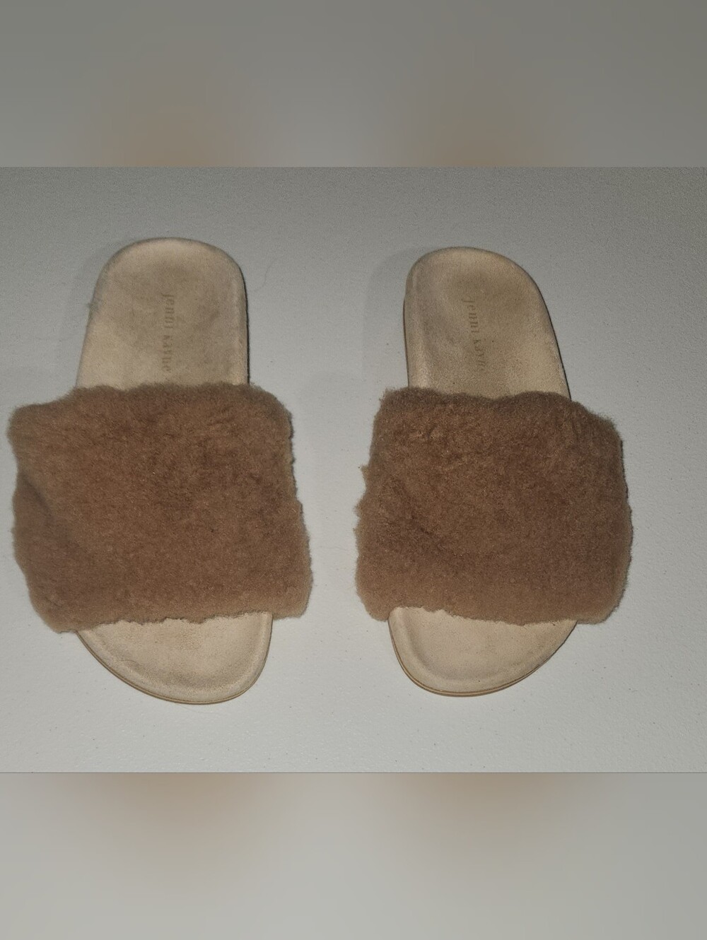 Jenni Kayne Shearling Tan Slide Sandals - Size 39 EU US 8.5